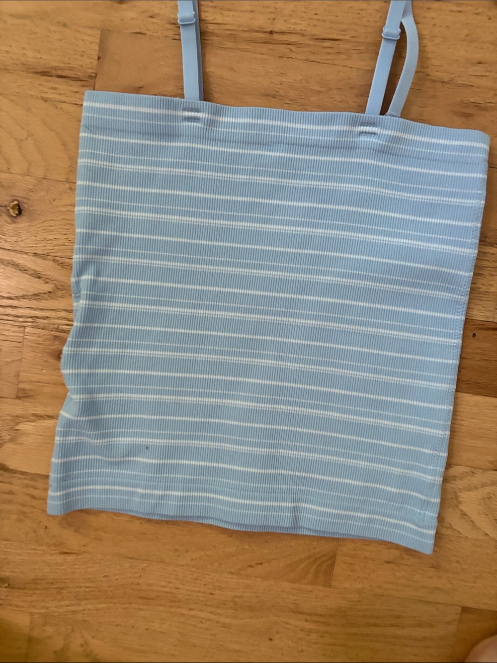Light Blue Striped Ribbed Tank Top - Picture 3 of 4
